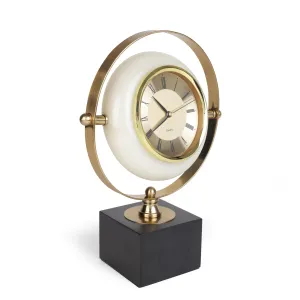 Dravizon Table Clock, Golden Metal Retro Non-Ticking Table Clock for Bedroom, Vintage Battery Operated Silent Quartz Movement HD Glass Small Desk Clock for Living Room Indoor Decoration